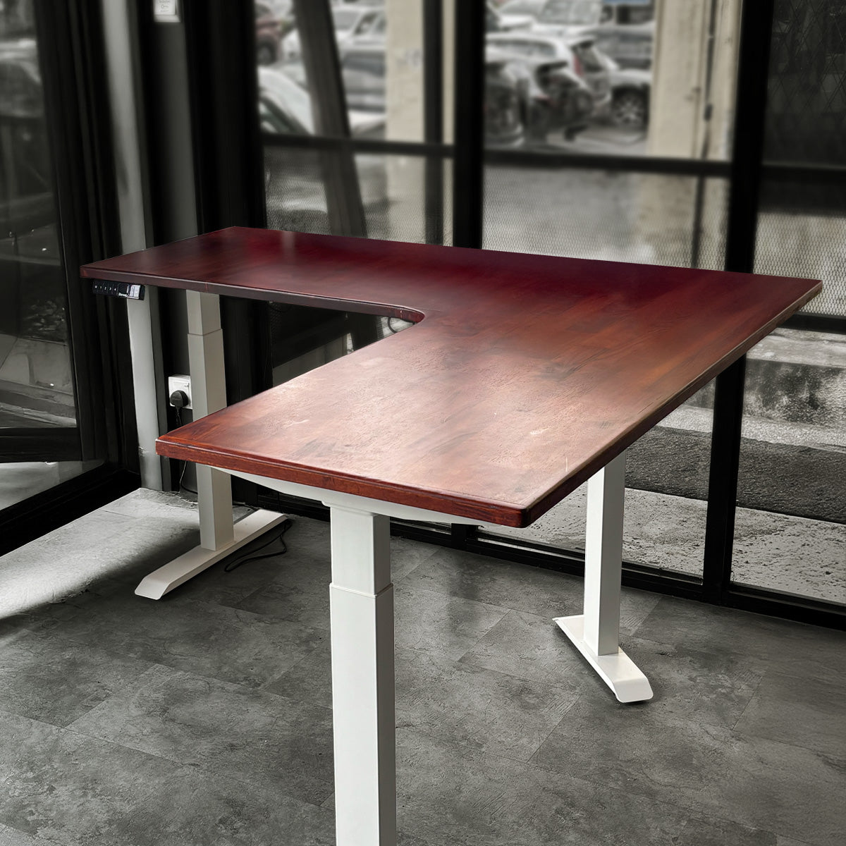L-shape Smart Desk with Solid Wood