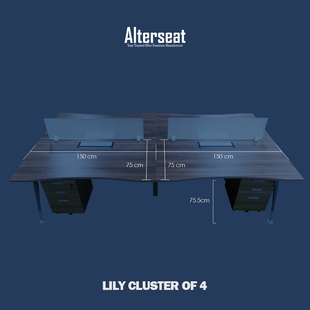 Cluster of 4 Workstation with Spider Leg
