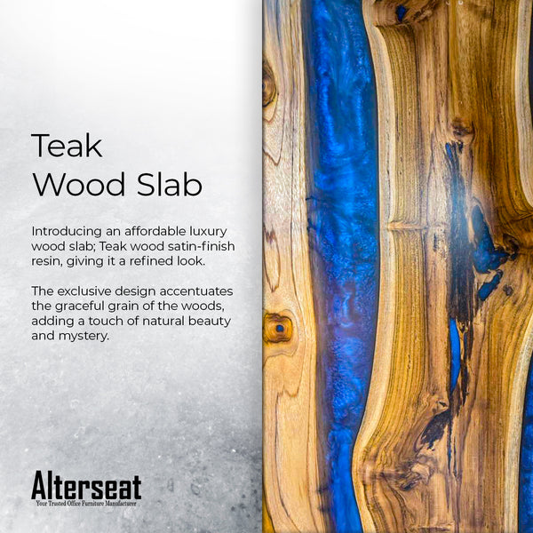 Solid Woodslab with Epoxy (Teak) Smart Desk