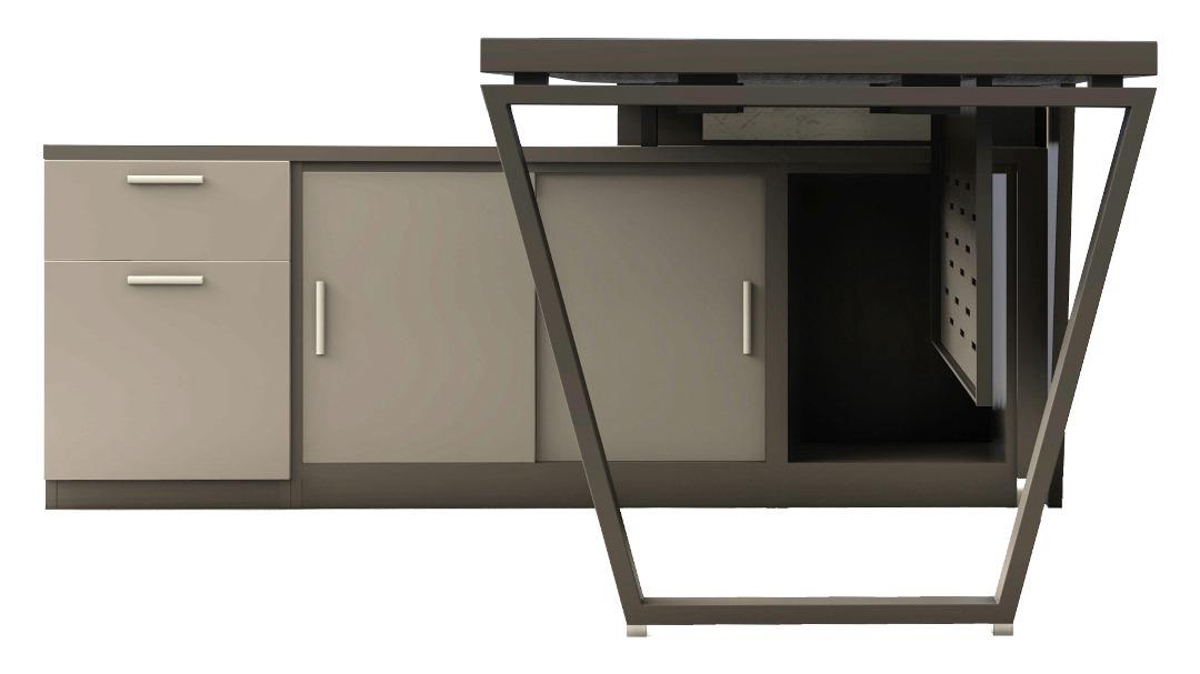 Manager Desk with Side Return Cabinet V Leg