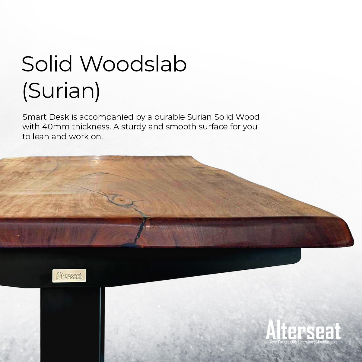 Solid Wood (Surian Woodslab) Smart Desk
