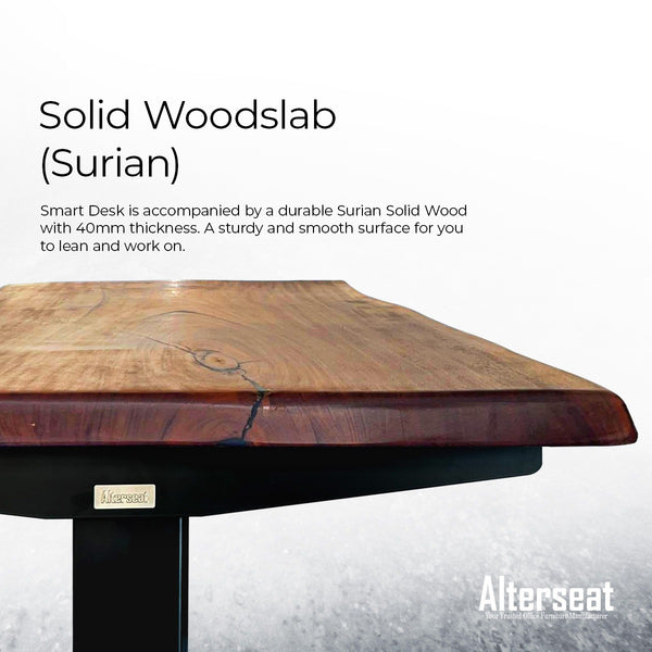 Solid Wood (Surian Woodslab) Smart Desk